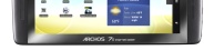 View hires photo of front panel of Archos 70 Internet tablet touch screen showing home page (2.01MB jpg)